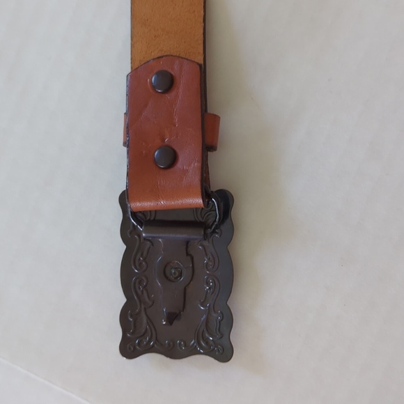 Vintage Chaucer Harness Leather Belt w/Western Buckle 26 Brown - Picture 6 of 16